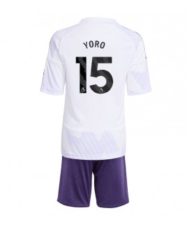 Günstige Manchester United Leny Yoro #15 Auswärts Trikotsatzt Kinder 2025-26 Kurzarm (+ Kurze Hosen)